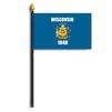 Wisconsin State Flag on Staff, 4x6", Polyester