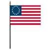 Betsy Ross Flag on Staff, 4x6", Rayon