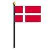 Denmark Flag on Staff, 4x6", Polyester