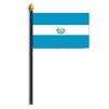El Salvador Flag w/Seal on Staff, 4x6", Poly