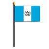 Guatemala Flag w/Seal on Staff, 4x6", Polyester