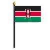 Kenya Flag on Staff, 4x6", Polyester