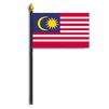 Malaysia Flag on Staff, 4x6", Polyester