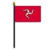 Isle of Man Flag on Staff, 4x6", Rayon