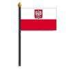 Poland Flag w/Eagle on Staff, 4x6", Polyester