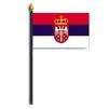 Serbia Flag w/Seal on Staff, 4x6", Rayon