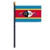 Swaziland Flag on Staff, 4x6", Polyester