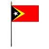 East Timor Flag on Staff, 4x6", Polyester