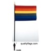 Rainbow Flag on Staff, 4x6", Polyester