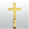 Passion Cross Pole Ornament w/Ferrule, 7 1/2", Gold Metal