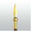 Flat Spear Pole Ornament w/Ferrule, 7 1/2", Gold Metal