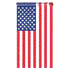 US Flag w/pole hem Nylon Embroidered