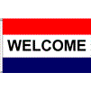 Welcome Red & Blue Flag, 3x5', Nylon